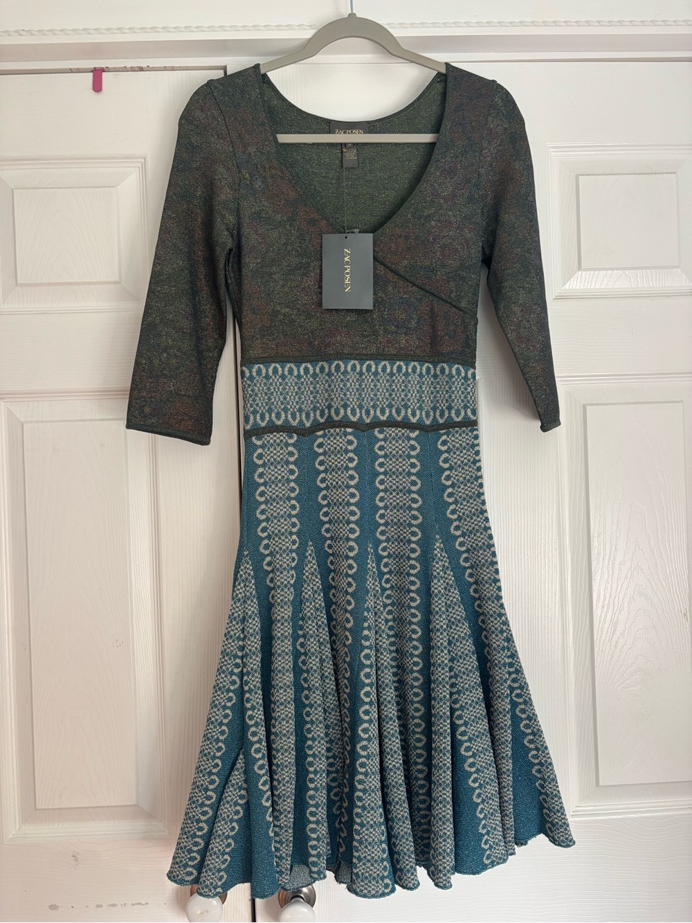 Zac Posen Blue Printed Midi Dress - Picture 5 of 11